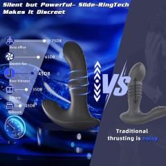 6.11" Black Rechargeable Waterproof Silicone Remote-Controlled Beads Motion Prostate Massager – 9 Vibrating + 9 Wiggling + 9 Beads Motion Modes