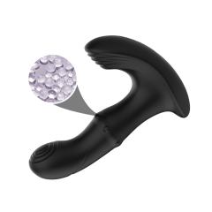 6.11" Black Rechargeable Waterproof Silicone Remote-Controlled Beads Motion Prostate Massager – 9 Vibrating + 9 Wiggling + 9 Beads Motion Modes