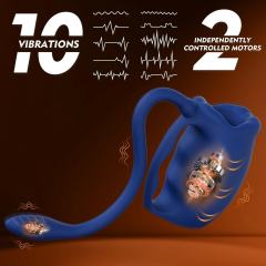 3.94" Dark Blue Rechargeable Waterproof Silicone Flexible Wearable Vibrator – 10 Vibrating Modes