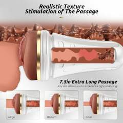 8.67" White & Brown Waterproof TPR Male Masturbator – 7.88" Inner Channel