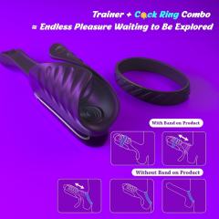7.09" Black Rechargeable Waterproof Silicone Tapping Vibrator with Silicone Ring – 10 Vibrating + 5 Tapping Modes
