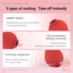 Red Rechargeable Waterproof Silicone Clitoral Suction Stimulator – 5 Suction Modes