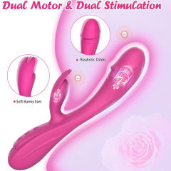 8.39" Magenta Rechargeable Waterproof Silicone + ABS Rabbit Vibrator – 7 Vibrating Modes