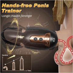5.48" Black Rechargeable Waterproof Silicone Rotating Male Masturbator – 10 Vibrating + 10 Rotating Modes