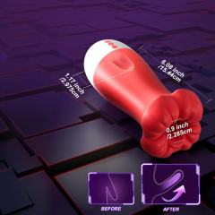 7.88" Red & White Rechargeable Waterproof Silicone Massager – 10 Vibrating + 10 Tongue-Licking + 4 Suction Modes
