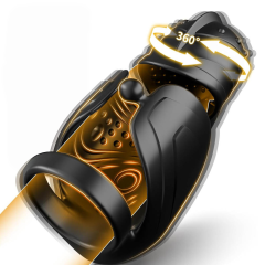 5.48" Black Rechargeable Waterproof Silicone Rotating Male Masturbator – 10 Vibrating + 10 Rotating Modes