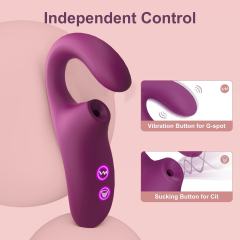 7.09" Dark Purple Rechargeable Waterproof Silicone Suction Vibrator – 10 Vibrating + 10 Suction Modes