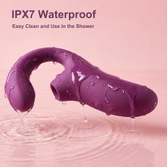 7.09" Dark Purple Rechargeable Waterproof Silicone Suction Vibrator – 10 Vibrating + 10 Suction Modes