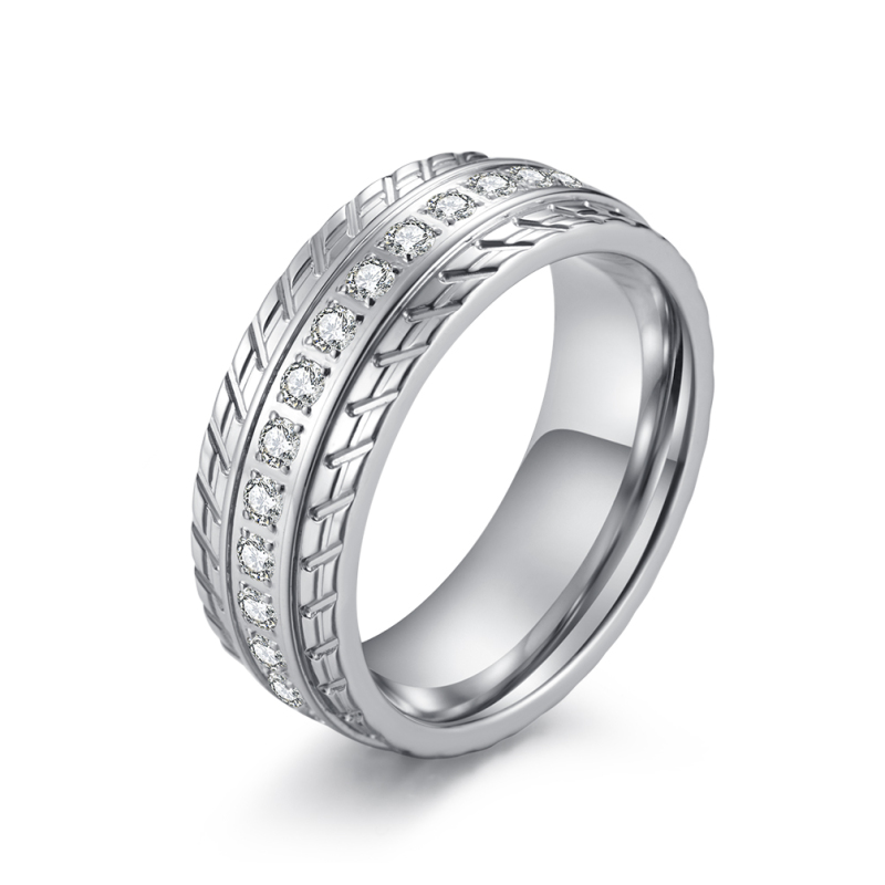 Stainless Steel Diamond Band