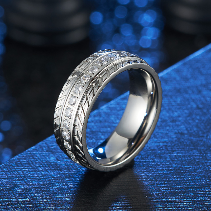 Stainless Steel Diamond Band