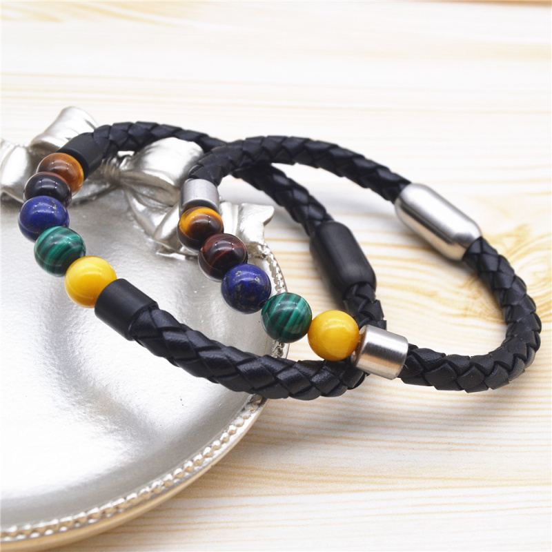 Leather charm bracelet