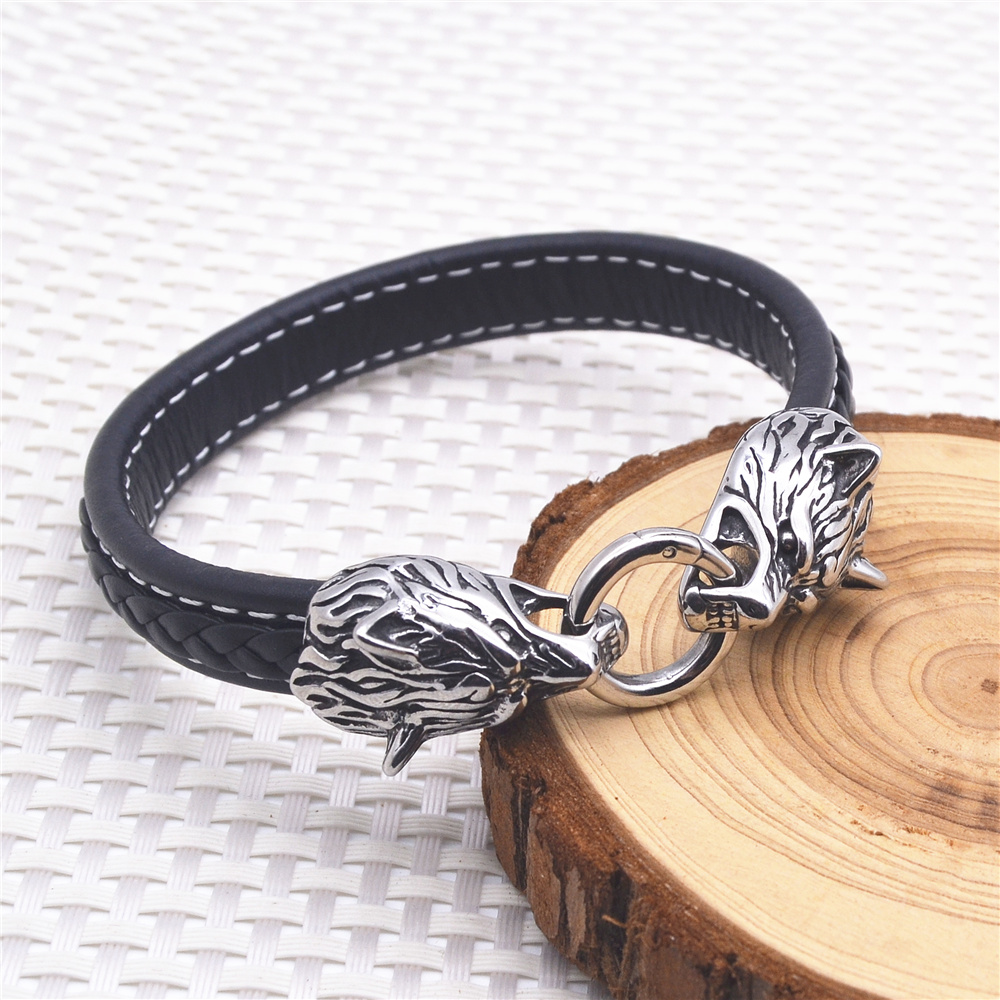 Mens leather name bracelet