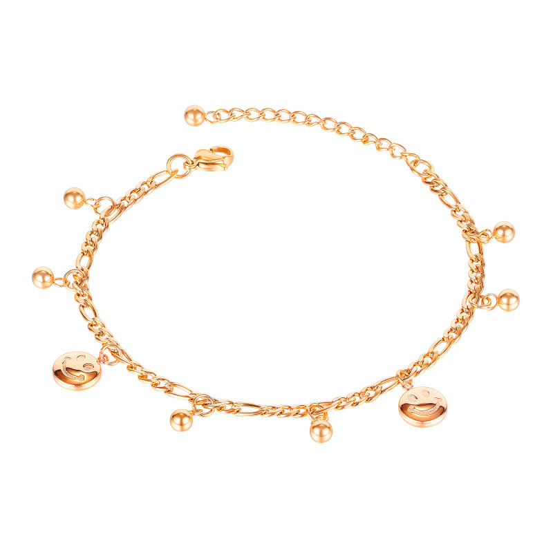 Stainless Steel Gold Smiling Face Anklet