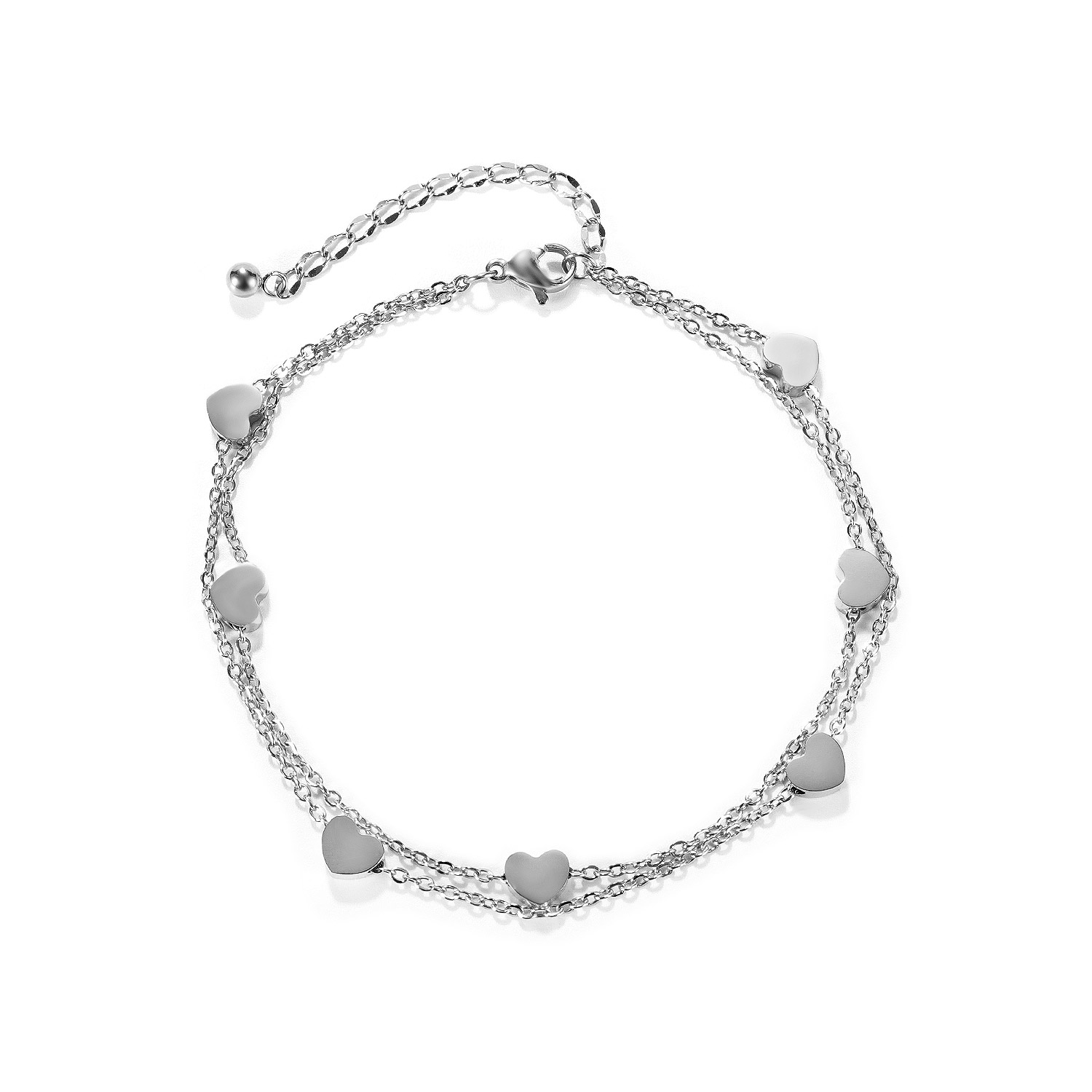 Love Heart Double Adjustable Anklet