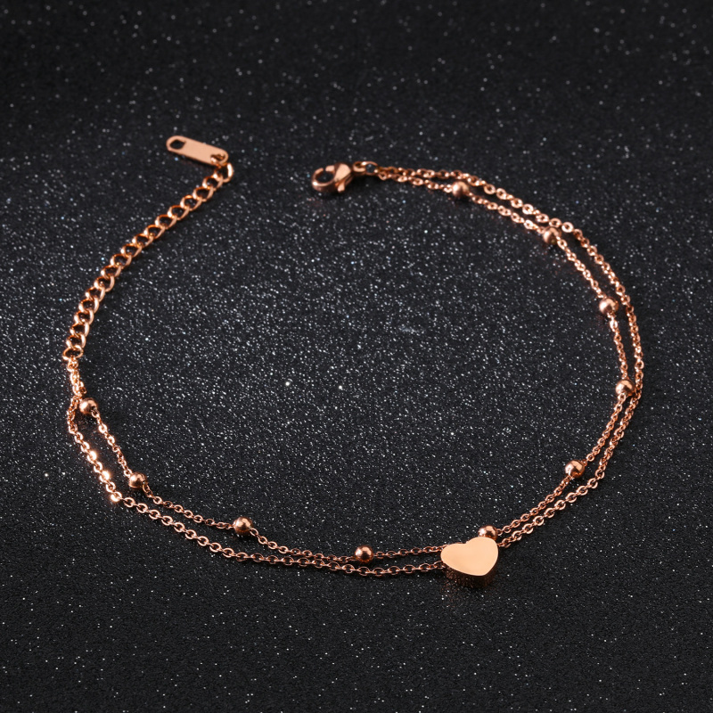 Chain Anklet Gold Love Heart