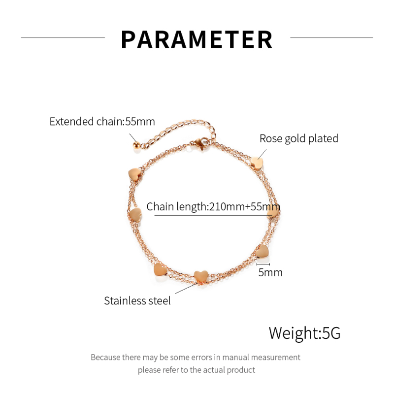 Love Heart Double Adjustable Anklet