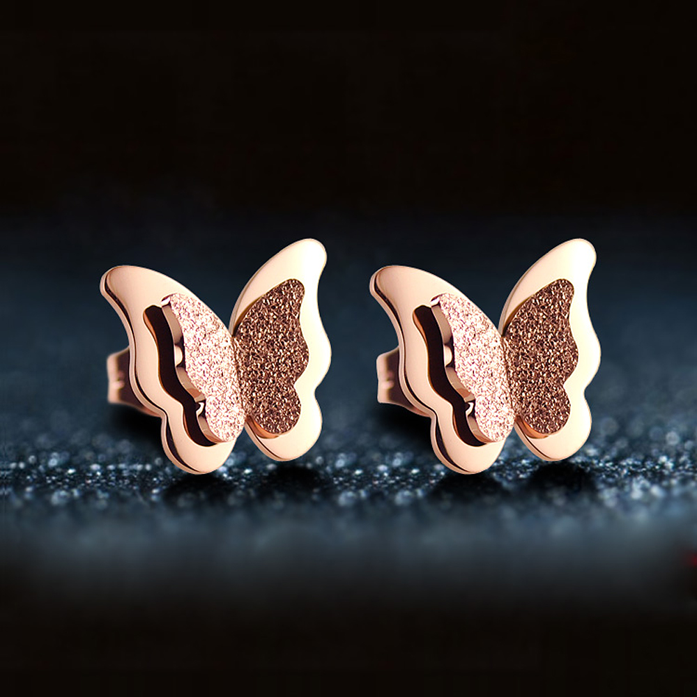 Shinning Butterfly Rose Gold Earring