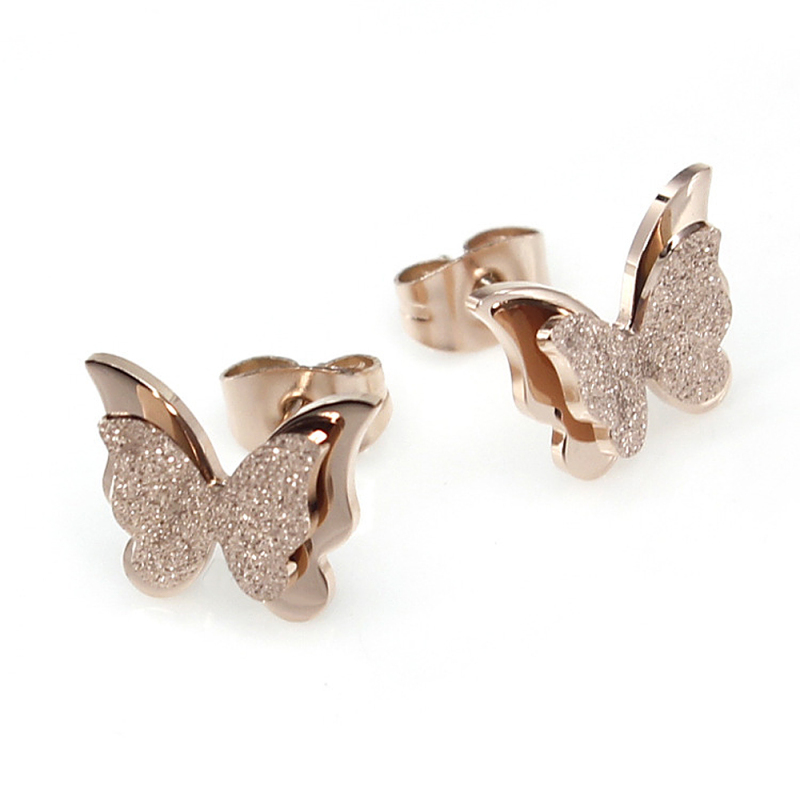 Shinning Butterfly Rose Gold Earring