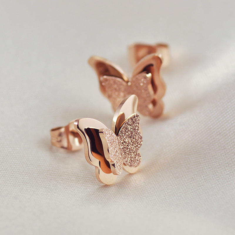 Shinning Butterfly Rose Gold Earring