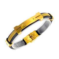 Mens Leather Bracelet With Gold Clasp