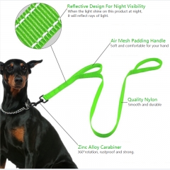 Heavy Duty Double Handles 6 Ft Reflective Pet Soft Nylon Dog Leash