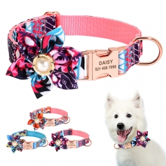 Flower Accessory Jewelry Rose Gold Metal Attached Engraved Sublimate Pet Custom Luxury Dog Collar
