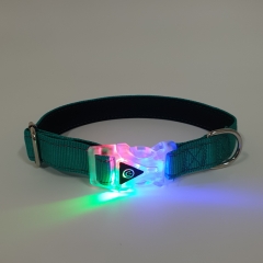 Neoprene Padded LED Electroluminescent Glowing Gleamy Buckle Custom Reflective Nylon Dog Pet Collar