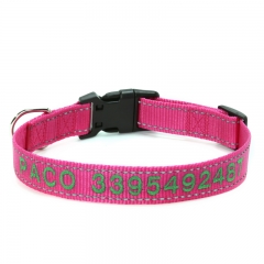 Embroidered Reflective Fashion Adjustable Nylon Custom Pet Collars Dog Training Collar