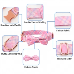 Luxury Rose Gold Metal Buckle Personalized Sweet Fashion Bowknot Accessories Pets Dog Collar