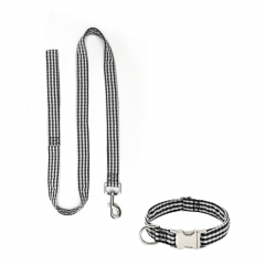 Plaids Pet Metal Buckle Adjustable Collar Custom Lead Dog Collars And Leash Set