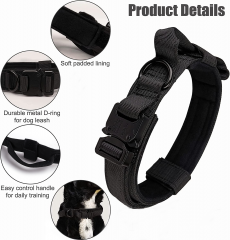 Training Metal Buckle Tactical Military Dog Collar Nylon Heavy Medium Large With Patch Thick Control Handle Dogs Collars