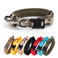 Training Metal Buckle Tactical Military Dog Collar Nylon Heavy Medium Large With Patch Thick Control Handle Dogs Collars