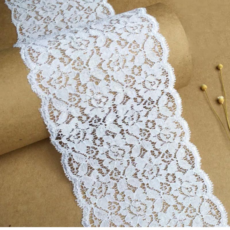 Stretchy Lace Fabric white 1