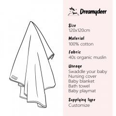 OEMs Delicate 2 Layer Organic Muslin Swaddle Wrap