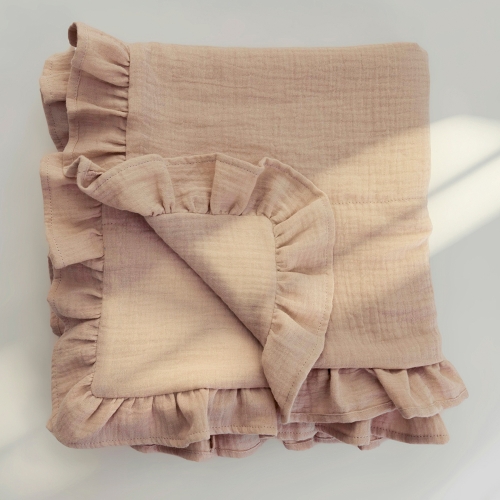 Custom 4-layer 100% Organic Cotton Ruffle Baby Swaddle Blanket