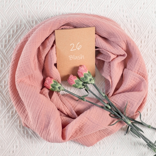 Wholesale Organic Cotton Double Gauze Muslin Fabric - Blush Pink