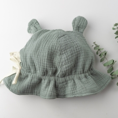 Lovely Adjustable 100 Cotton Muslin Bucket Hat for Kids Toddler Infant