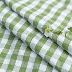 Wholesale Seersucker Cotton Fabric Bubble Gingham Fabric - Green Plaid
