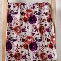 Custom Print on Cotton Rib Knit Fabric | 95% Cotton 5% Spandex | Flower Prints