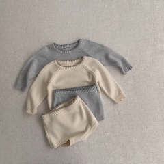 Custom Pullover Baby Sweaters100% Cotton Knitwear for Newborn Baby Personalized Sweater Set