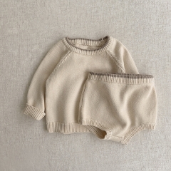 Custom Pullover Baby Sweaters100% Cotton Knitwear for Newborn Baby Personalized Sweater Set