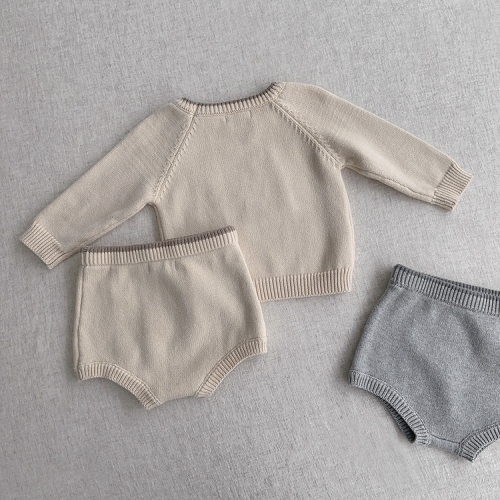 Custom Pullover Baby Sweaters100% Cotton Knitwear for Newborn Baby Personalized Sweater Set