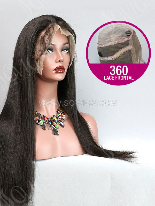 360 Lace Wigs 150% /200% Density Virgin Human Hair Natural Color