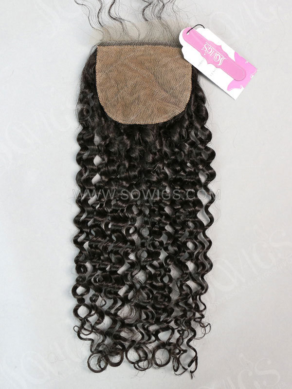 4*4 Silk Base Closure Deep Curly Human Hair