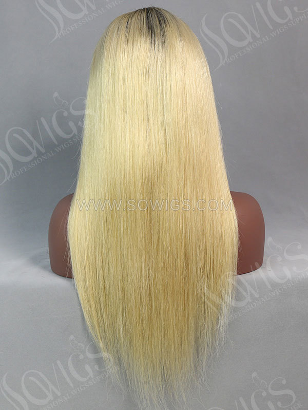 130% Density Lace Front Wig Straight Ombre 1B/613 Color Human Hair