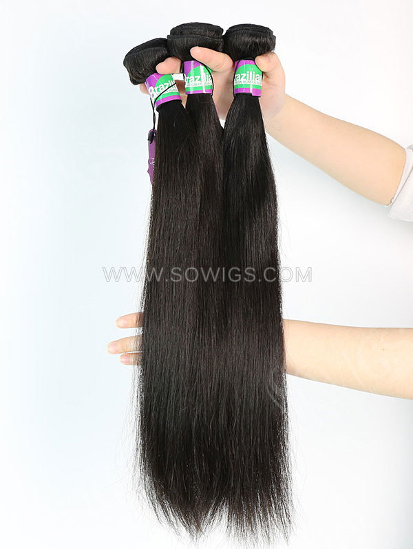 2 or 3 Bundles with 360 Frontal Brazilian Straight Human Virgin Hair 