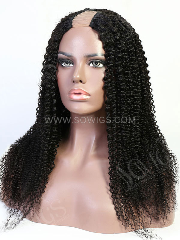 U Part Wigs V Part Wigs 150% /200% 300% Density Jerry Curly Virgin Human Hair Natural Color
