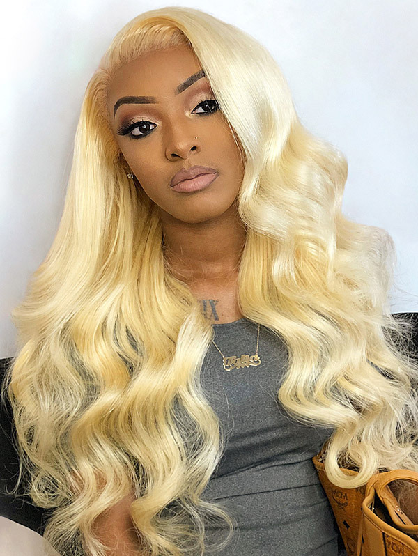 130% Density Color #613 Blonde Full Lace Wigs Body Wave Virgin Human Hair