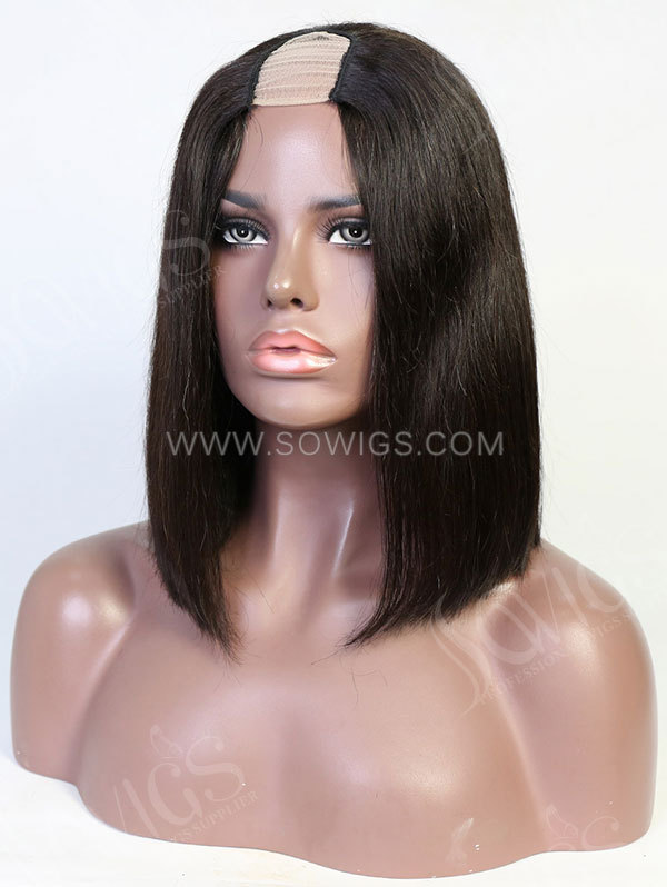 U Part Bob Wigs Straight Virgin Human Hair Natural Color