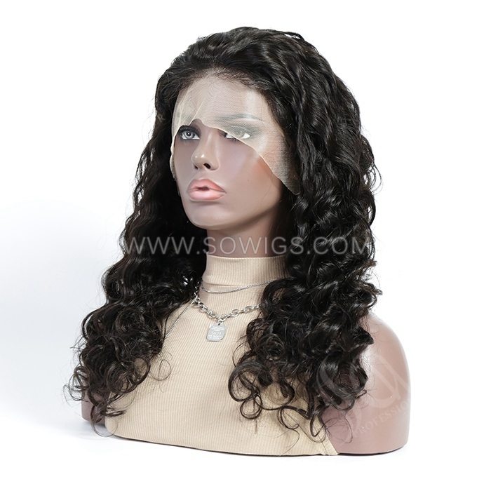 130% Density 13*4 Lace Frontal Wigs Loose Wave Virgin Human Hair Natural Color